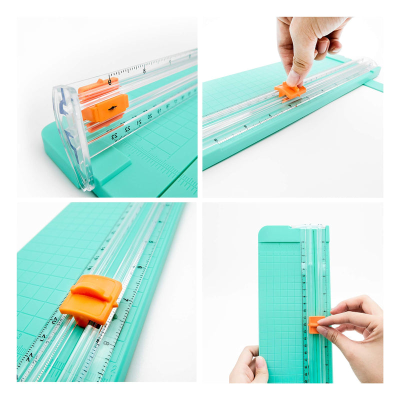 Paper Cutter A5 Paper Trimmer Titanium Scrapbooking Tool with Automatic Security Safeguard and Side Ruler for Scrapbooking, Picture Cutting, Label Design, Photos，Comes with a replacement cutting blade