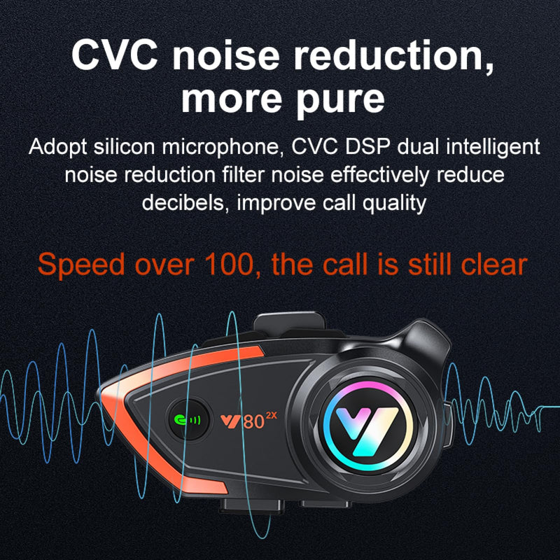 Khptop Motorcycle Helmet Bluetooth Headset 500meters 2 Riders Bluetooth Helmet Intercom Headset with CVC Noise Sound Quality Speakers Communication Systems Motorcycle Riding/Snowmobile/Cycling/Sports Single Pack