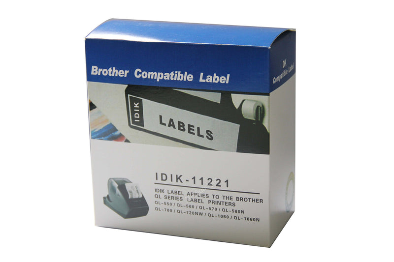 IDIK-11221 Replacement Labels Compatible with Brother DK-1221 Square Labels 23mm x 23mm x 1000pcs/Roll Packed in Individual Printed Retail Box with Permanent Cartridge