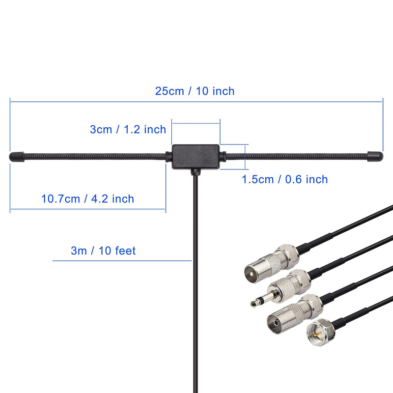 Bingfu FM Radio Antenna FM Dipole Antenna FM Antenna for Stereo Receiver Indoor Pioneer Onkyo Yamaha Marantz Bose Wave Music System FM Radio Home Stereo Receiver AV Audio Video Home Theater Receiver