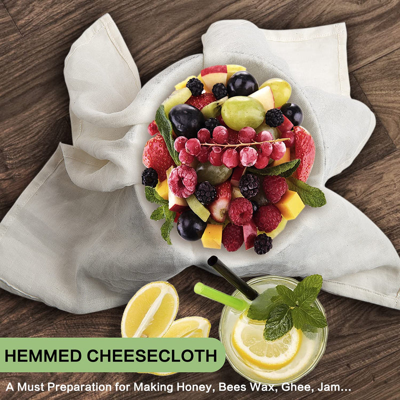 Olicity Cheesecloth, Grade 90, 20x20Inch, Double-Layer 100% Unbleached Pure Cotton Muslin Cloth for Straining, Reusable Hemmed Cheese Cloths Filter Strainer for Cooking, Nut Milk Strain - 2 Pieces 20x20inch 2Pieces