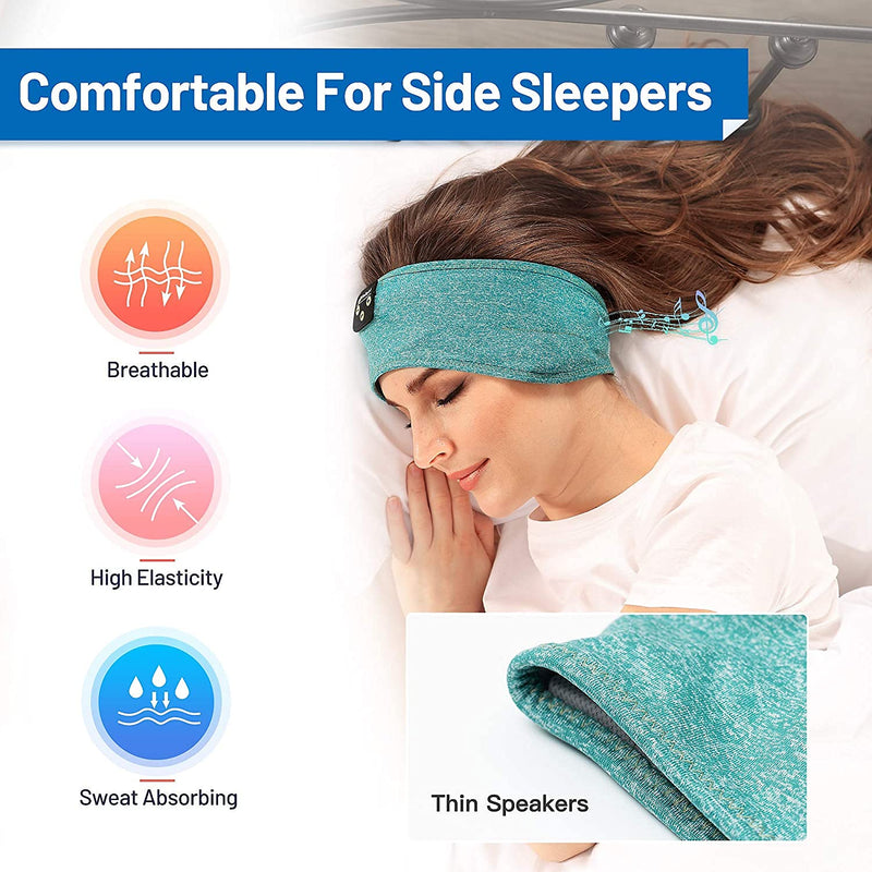 Sleep Headphones, Perytong Bluetooth Sports Headband Headphones with Ultra-Thin HD Stereo Speakers Perfect for Sleeping,Workout,Jogging,Yoga,Insomnia, Air Travel, Meditation Green