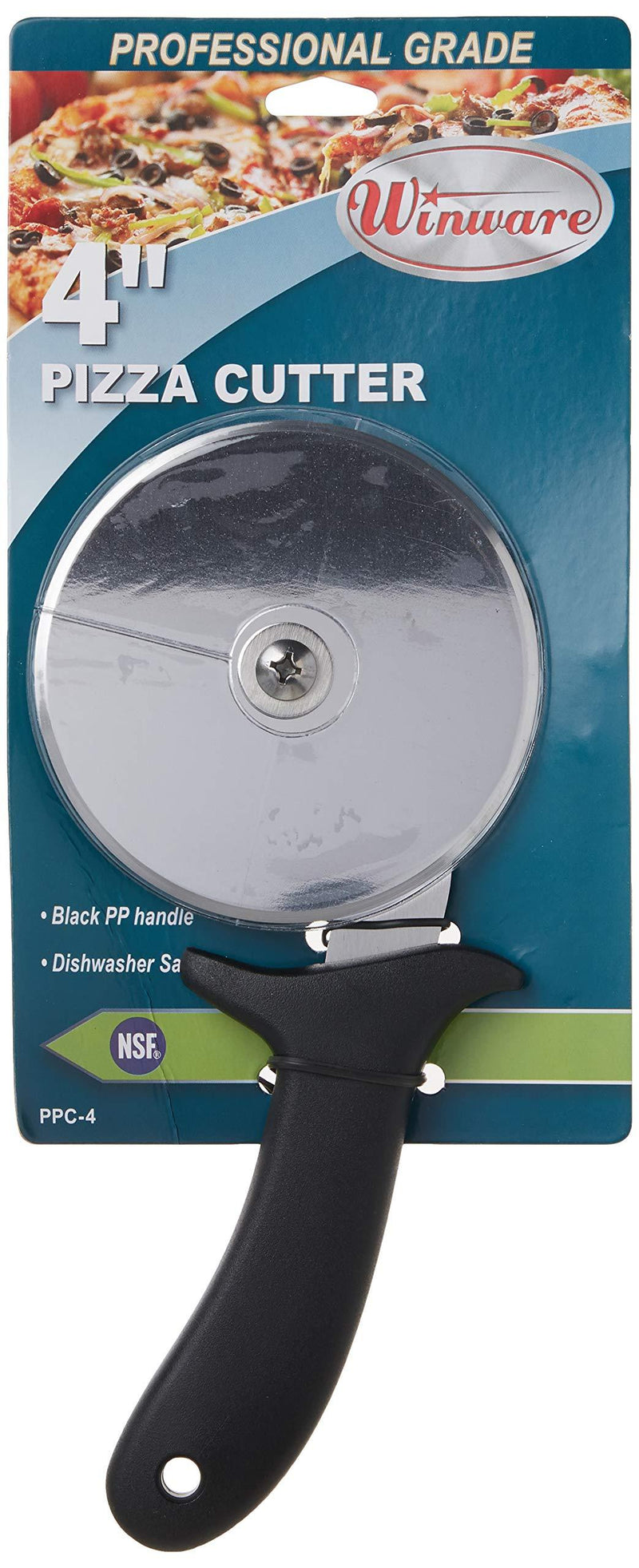 Winco 811642000910 Winware Pizza Cutter 4-Inch Blade with Handle, Stainless Steel
