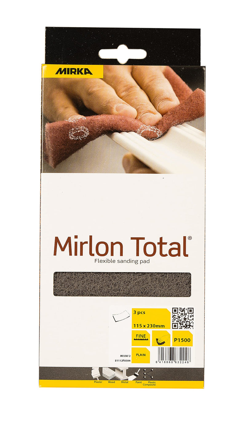 Mirka Mirlon Total hand sanding pad abrasive fleece / Ultra Fine 1500 / 3 pieces / 115x230 mm grit 1500, 115mm x 230mm