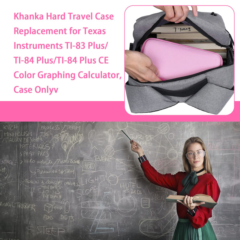 Khanka Hard Travel Case Replacement for Texas Instruments TI-83 Plus/TI-84 Plus/TI-84 Plus CE Color Graphing Calculator, Case Only (Positively Pink)