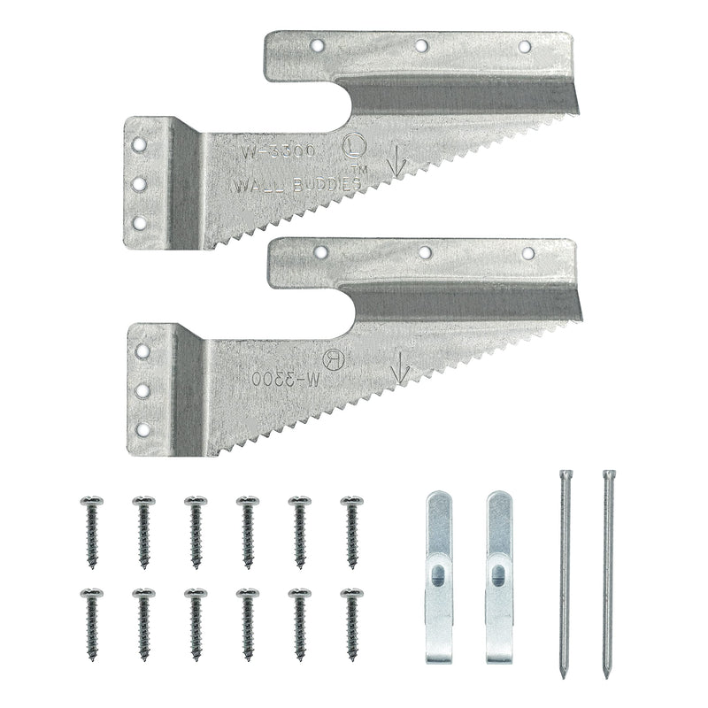 Wall Buddies Large Wall Hanger for Wood Picture Frames - Supports 60 lbs - 5 Pack - Includes Wall Hooks, Nails and Screws