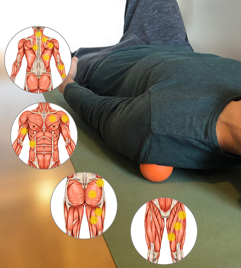 Limm Massage Ball Set - Spiky & Lacrosse Ball - Massage Ball Therapy for Plantar Fasciitis & Pain Relief - Deep Tissue Trigger Point Myofascial Release Ball for Back, Foot, Shoulder & Neck Pain One Blue Spiky & Two Orange Balls