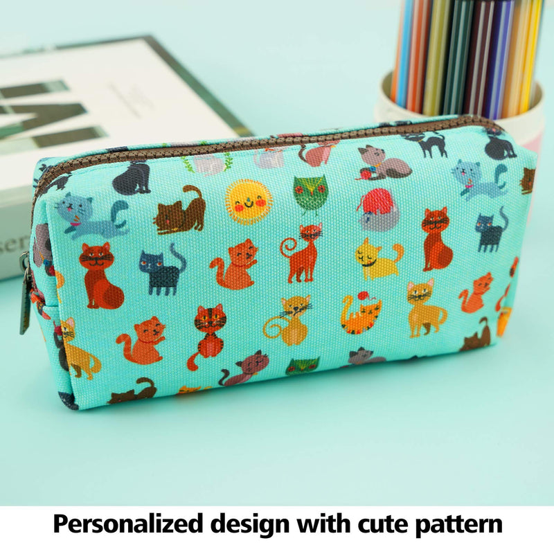 LParkin Cute Cat Pencil Case Pouch Make Up Case Stationary Kawaii Pencil Box Teacher Gift Gadget Bag Cosmetic Bag Blue
