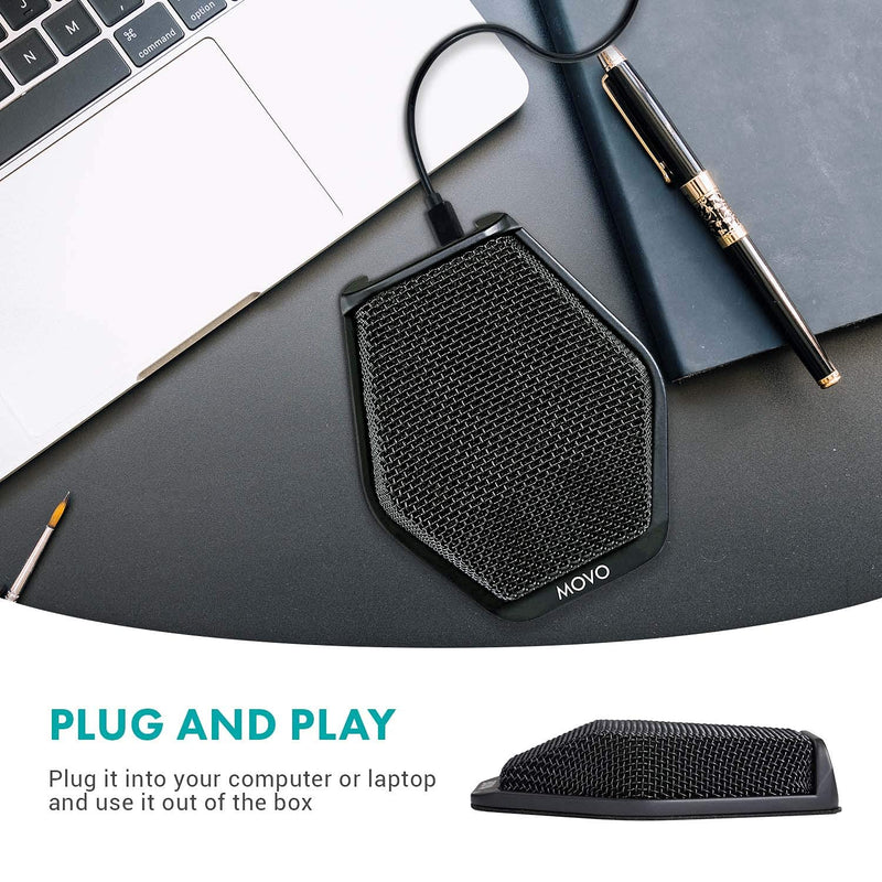 Movo MC1000 Conference USB Microphone for Computer Desktop and Laptop with 180° / 20' Long Pick up Range Compatible with Windows and Mac for Dictation, Recording, YouTube, Conference Call, Skype