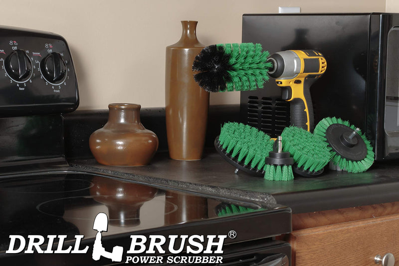 Drill Brush Power Scrubber by Useful Products - Drillbrush oven cleaner brush set - Kitchen Cleaning Brush Drill Brush Set - Kitchen Accessories - Drill Brush Attachment Countertop Scrubber Brush Set Green
