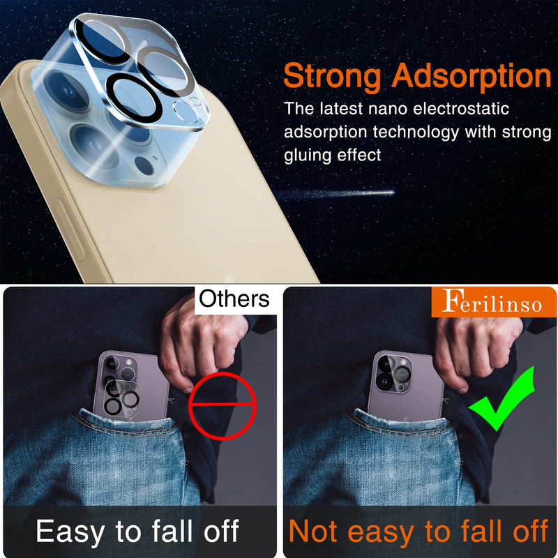 [6 Pack] Ferilinso Camera Lens Protector for iPhone 14 Pro iPhone 14 Pro Max Accessories Camera Cover 9H Glass Unbreakable Protection Case Friendly No Distortion or Difference in Picture Quality