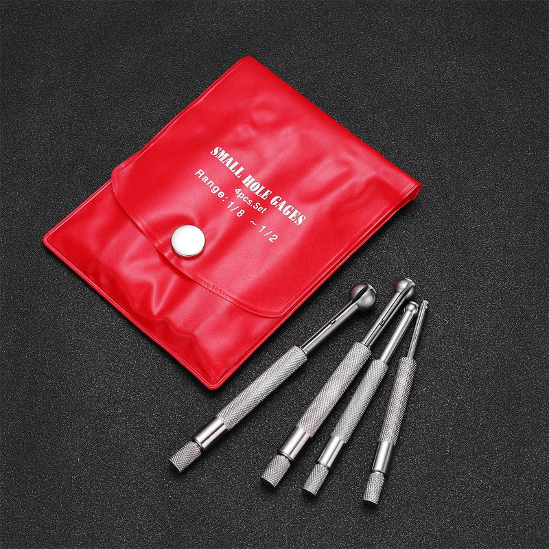 UKCOCO 4pcs Small Hole Gauge Set Telescoping Full Round Spherical Shaped Hardened Bore Gauge