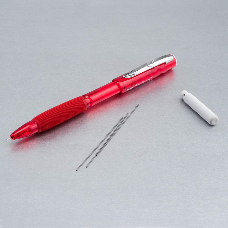 Pentel Twist-Erase GT, 0.5mm, Mechanical Pencil Transparent Burgundy barrel, Box of 12 (QE205B)