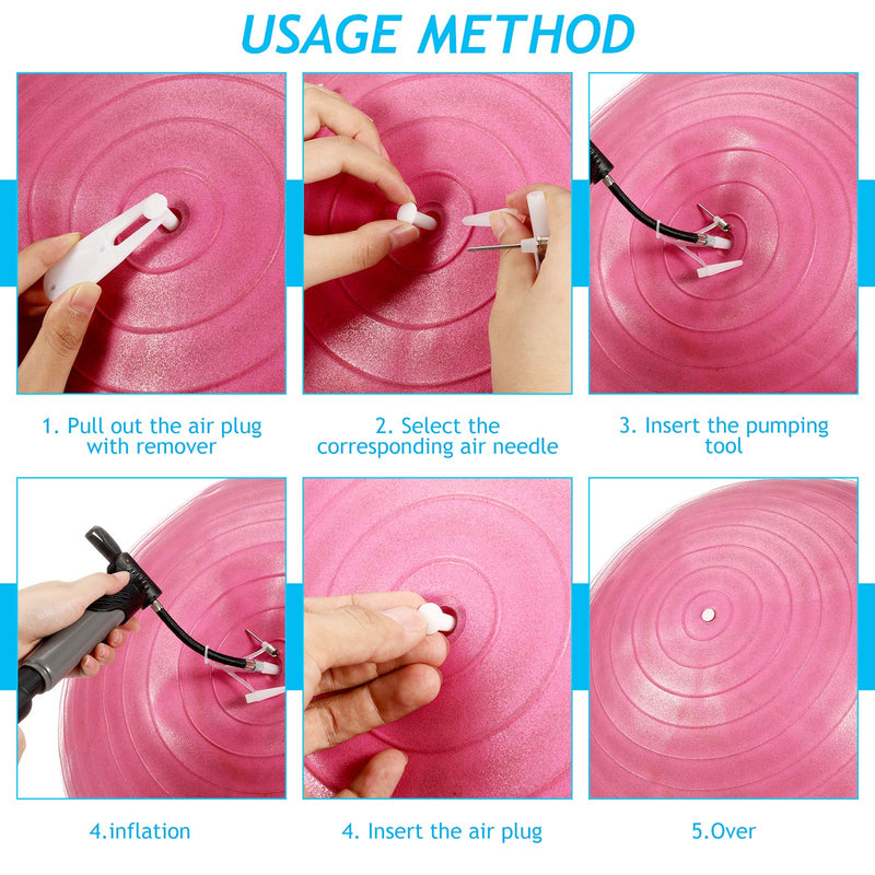 16 Exercise Ball Plug Replacement Kit with Needle, Nozzle, Extension Hose, Exercise Ball Air Stopper Plug Pin for Yoga Ball Soccer Basketball Football Volleyball Rubber Boat Balloon Swim Inflatables