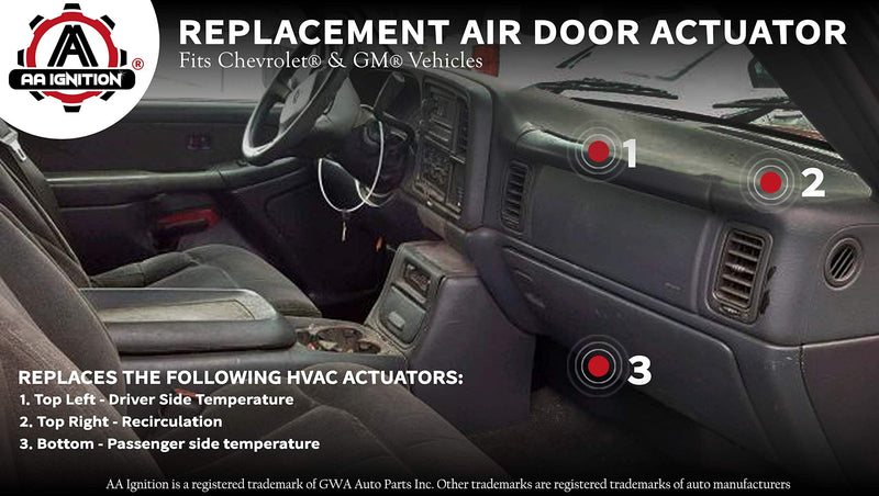 Air Door Actuator - Replaces 89018365, 604-106, 52402588 - Compatible with Chevrolet, Chevy, GMC 1994-2012 - Silverado 1500 and 2500, Tahoe, Sierra - HVAC Blend Control Actuator - Heater Blend Door