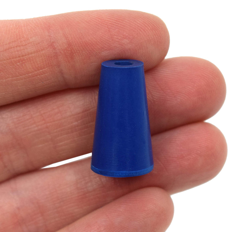 10PK Neoprene Stoppers, 1 Hole - ASTM - Size: #000-8.2mm Bottom, 12.7mm Top, 25mm Length - Suitable for use with Petroleum, Oils & Most Inorganic Acids and Bases - Eisco Labs