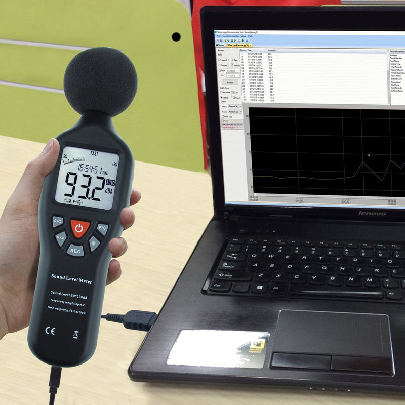 Professional Sound Level Meter with Backlight Display High Accuracy Measuring 30dB-130dB with Data Record Function