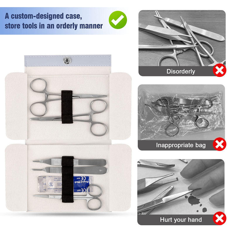 Ultrassist Suture Tool Kit Includes: Scissors, Adson Forceps, Needle Driver, Mosquito Forceps, Scalpel Handle; Complete Suture Instrument Kit for Educational Training - Blue Blue bag