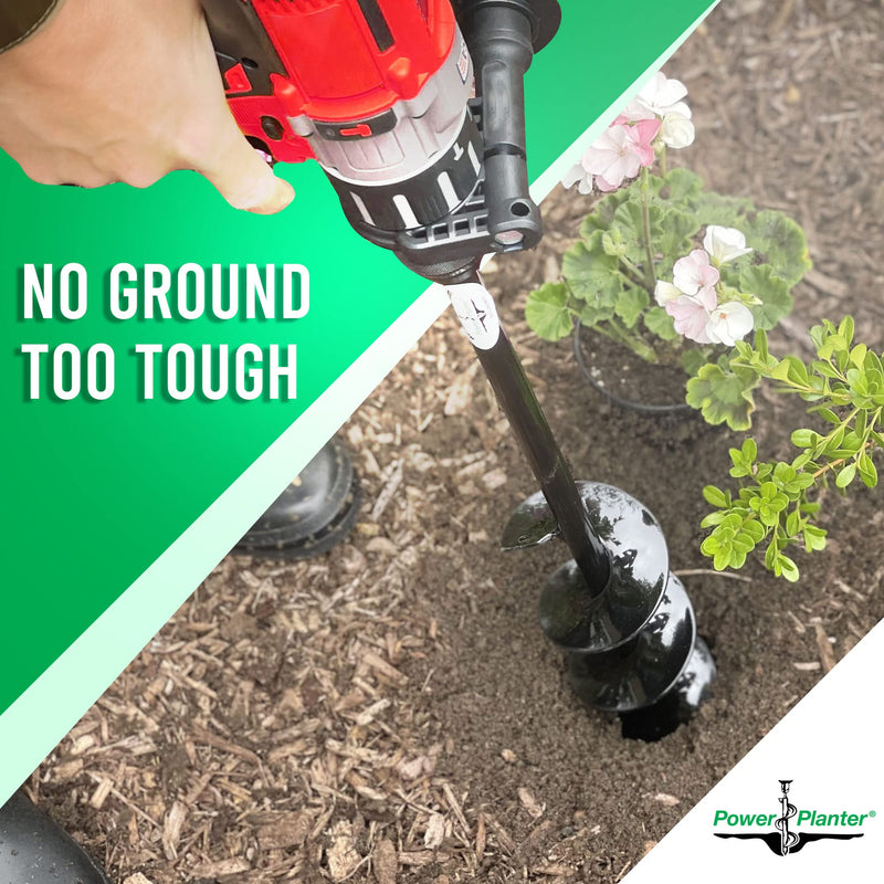 Power Planter Bulb & Bedding Black Auger Bit (3"x7") with 3/8" Non-Slip Hex Drive for Bulb Planting and Gardening Equipment for Grass and The Lawn, Mixing Paint, Earth Auger for Home Projects