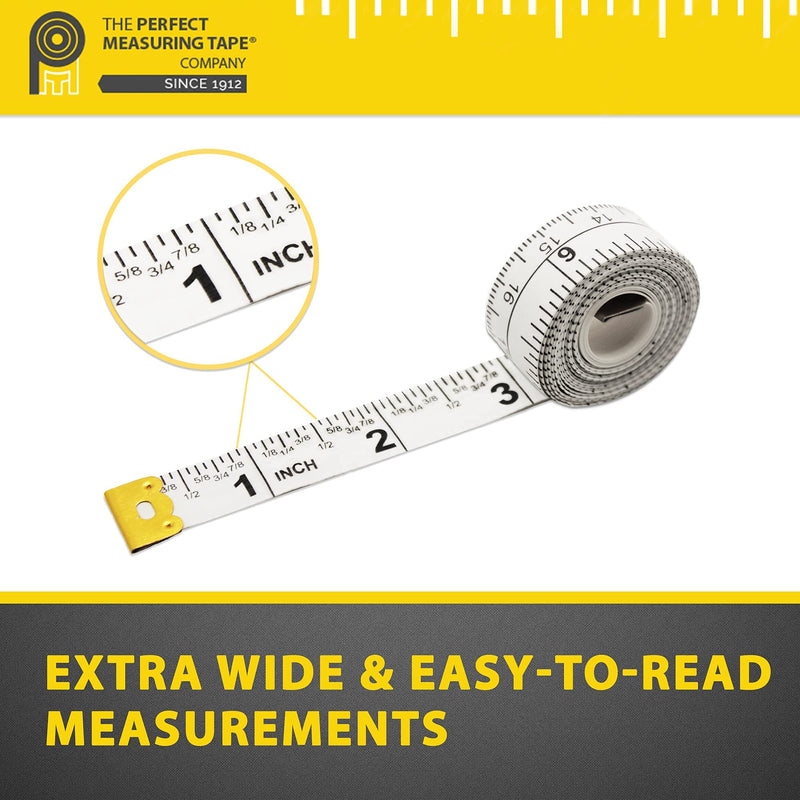 Perfect Measuring Tape - Fraction Tape Measure, All-Purpose 60 Inch Tape Measure - Double Sided Fractional Inches and Millimeter/Centimeter Tape Measure TR-16-frac (60 inch White) 60in/1.5m