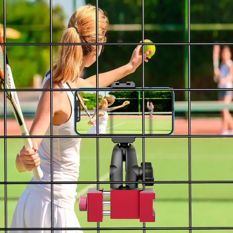 Smartphone Fence Mount- Tennis Camera Fence Mount for iPhone & Android,Mevo Start and More Action Camera,Phone Camera Holder for Tennis & Pickleball Training,Tennis Training Equipment Accessories