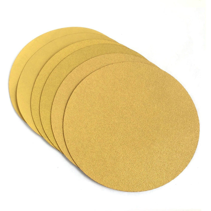 Starcke Premium 8 Inch No Hole Hook and Loop Grip Sanding Discs - Gold Aluminum Oxide - For Wood, Auto Body, Paint, Primer, Metal, And Plastics (25 Pack, 80 Grit) 25 Pack