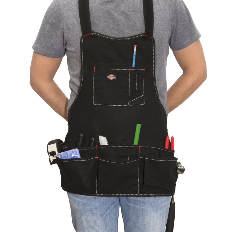 Dickies 16-Pocket Workshop Bib Apron, Durable Canvas Construction, Reinforced Edges, Adjustable Belt, Black