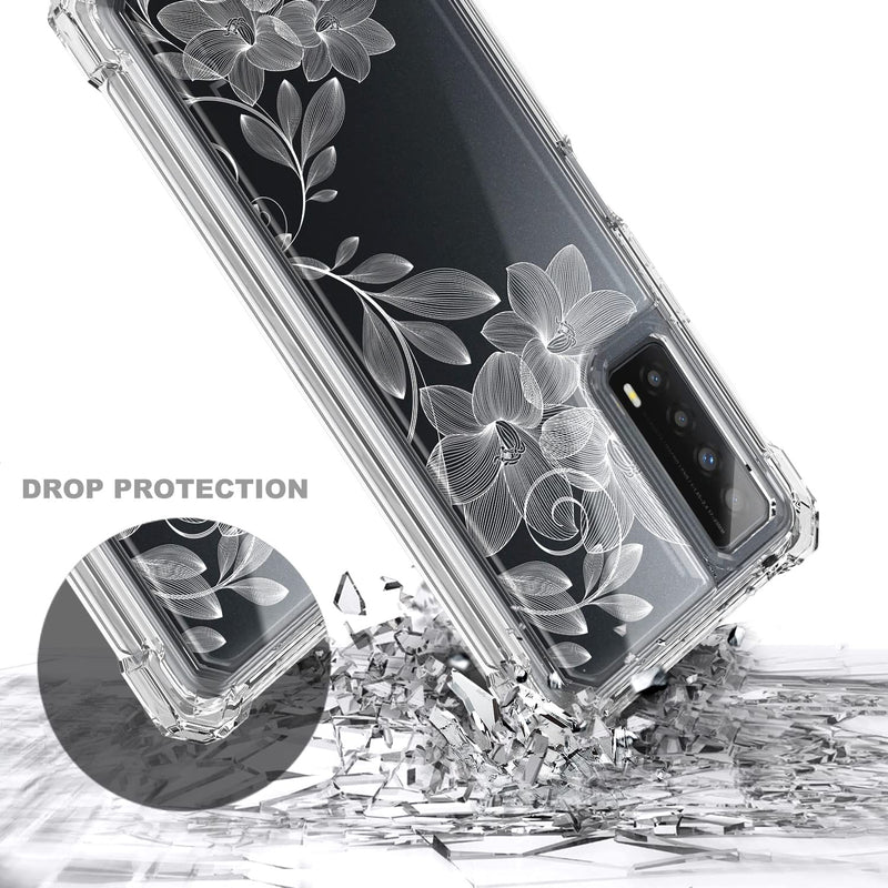 NZND Case for TCL Stylus 5G with Tempered Glass Screen Protector, Full-Body Protective Shockproof Rugged Bumper Cover, Impact Resist Durable Phone Case (Flower) Flower