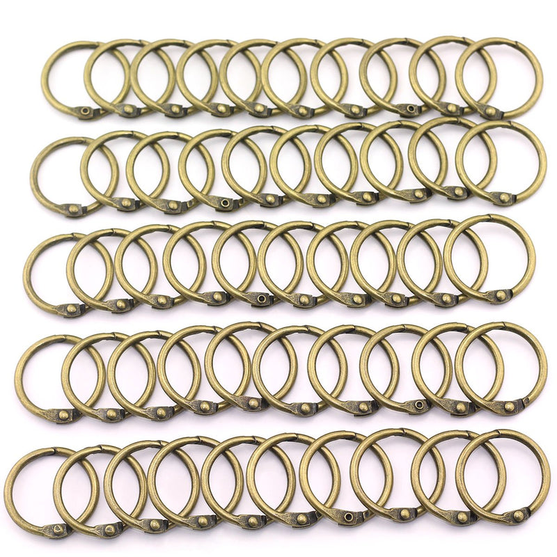 Lind Kitchen 50pcs 1" Bronze Book Ring Metal Loose Leaf Book Binder Hinged Buckle Rings Scrapbook Sketchbook Craft Photo Album DIY Binding Ring 25.4mm