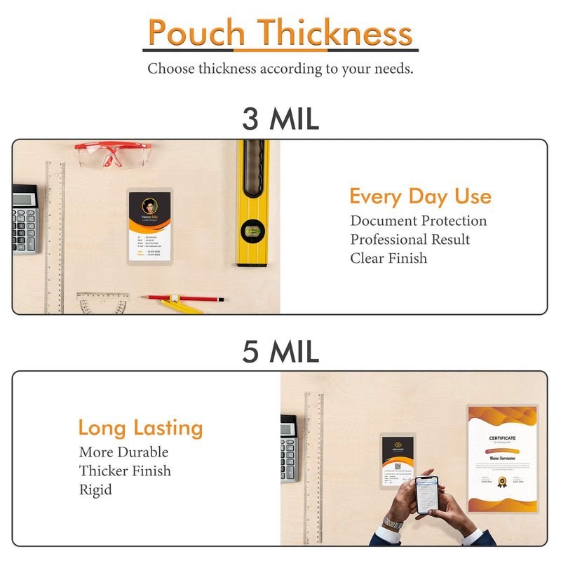 Tyh Supplies 100-Pack 2 x 3.5 Inch 5 Mil Business Card Clear Hot Glossy Thermal Laminating Pouches Lamination Sheet Laminator Pockets 2.3" x 3.7" - 5 Mil 100 Pack