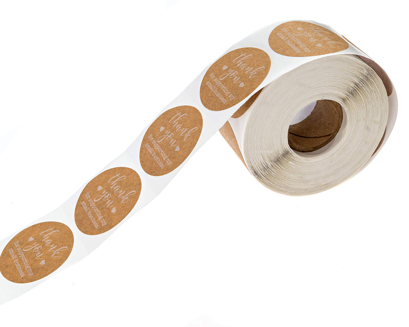 1.5 inch Round Kraft Thank You for Supporting My Small Business Stickers / 500 Labels Per Roll