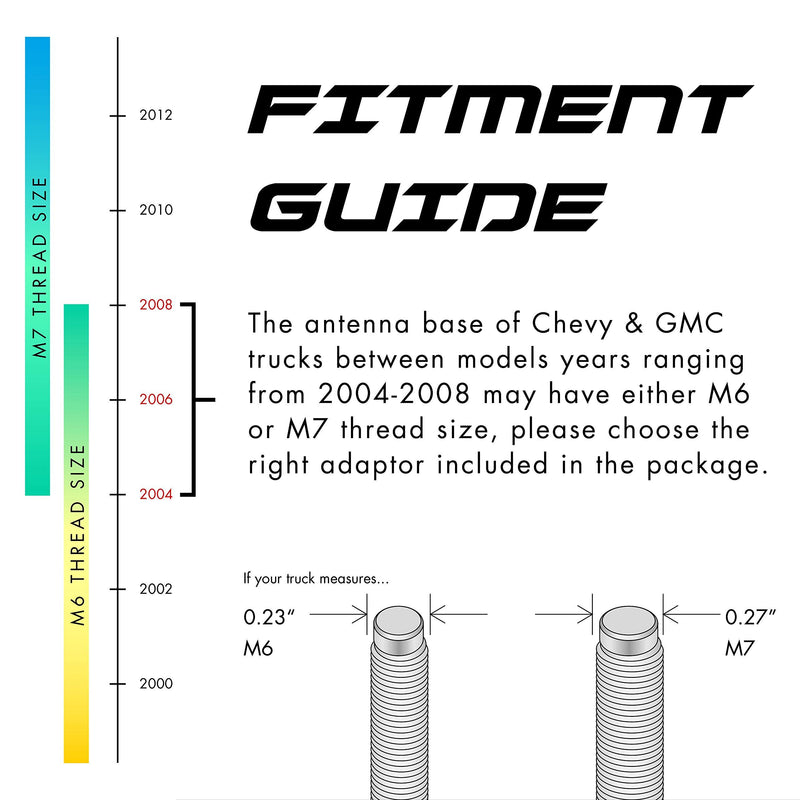 Rydonair Antenna Compatible with Chevy Silverado & GMC Sierra/Denali | 7 inches Flexible Rubber Antenna Replacement | Designed for Optimized FM/AM Reception