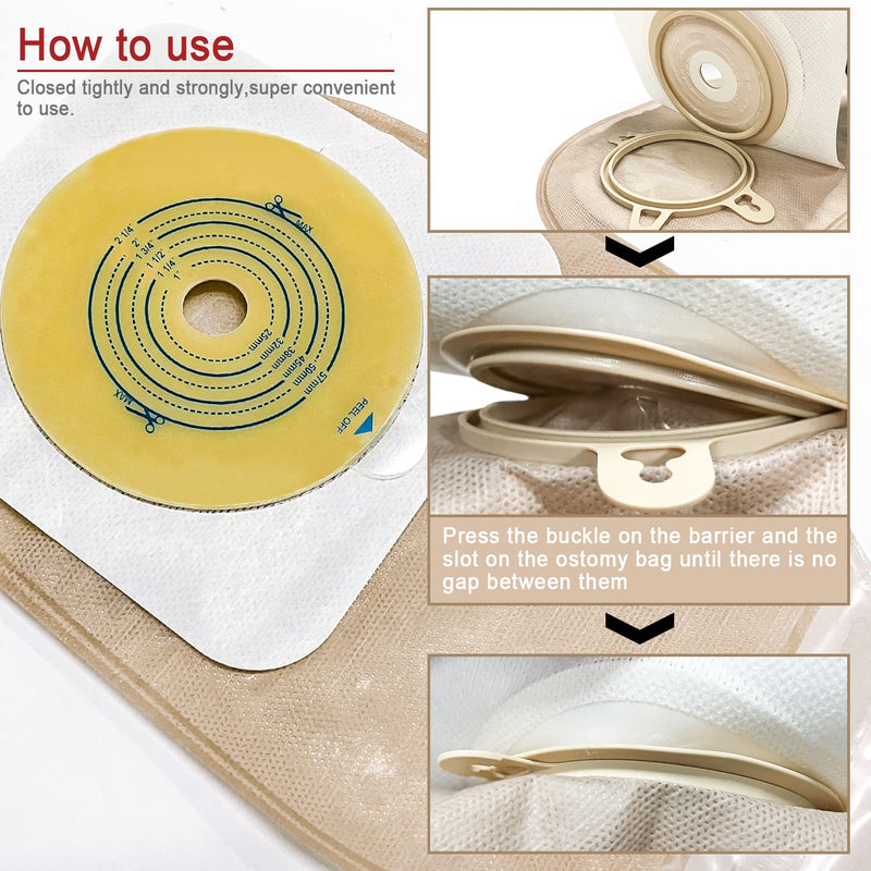 Carbou 21 PCS Ostomy Supplies Colostomy Bags Two Piece Drainable Pouches with Closure 12", Ileostomy Stoma Care,Cut-to-Fit(15pcs Bags+6pcs Barrier) Two Piece Closure