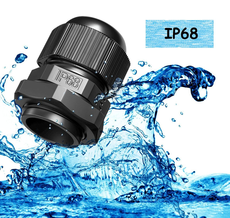 ZKSM Cable Glands (10Pcs), Nylon Cable Glands Waterproof M20 x 1.5 Glands 6-12 Range Black Cable Connector for Home/Garden/Outdoor Lighting Cable