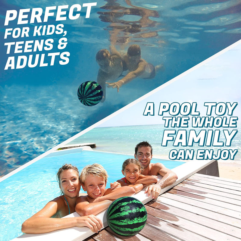 Watermelon Ball â€“ The Ultimate Swimming Pool Game | Pool Ball for Under Water Passing, Dribbling, Diving and Pool Games for Teens, Kids, or Adults | 9 in. Ball Fills with Water 9 Inches
