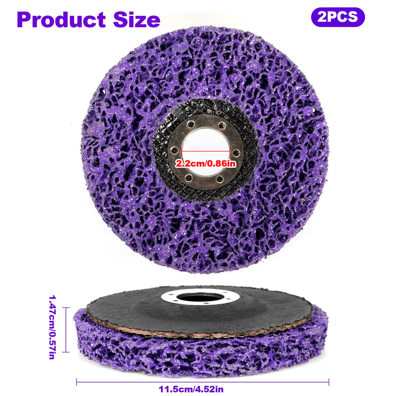 115 mm CSD disc sanding disc, 2 pieces cleaning disc, purple cleaning disc set, coarse cleaning disc, for rust removal, weld seams, remove paint, rust, oxidation