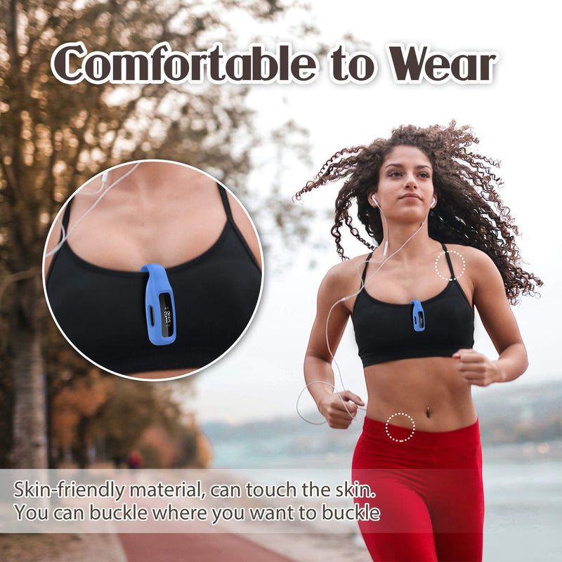 HSWAI 3-Pack Clips Replacement for Fitbit Inspire 2, Soft Comfortable Silicone Clip 360°Protection Holder Accessory Compatible with Fibit Inspire 2 black/ blue/ purple