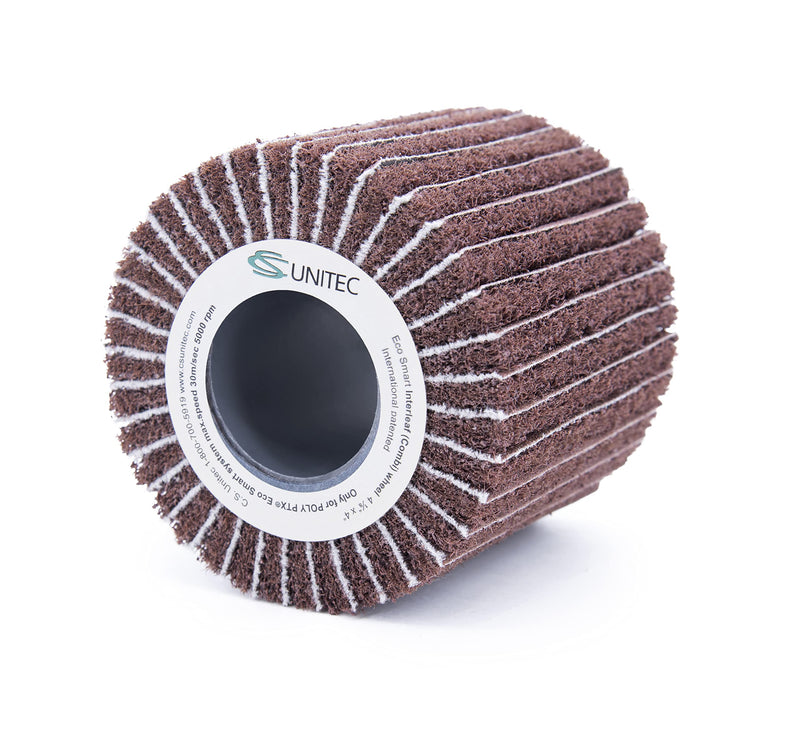C.S. Unitec | PTX Interleaf Combi Wheel | 180 Grit Metal & Wood Buffer Polisher Machine Attachment for Grinder Tool | 4" Diameter x 4-1/8" Wide (47313) 4" x 4-1/8"