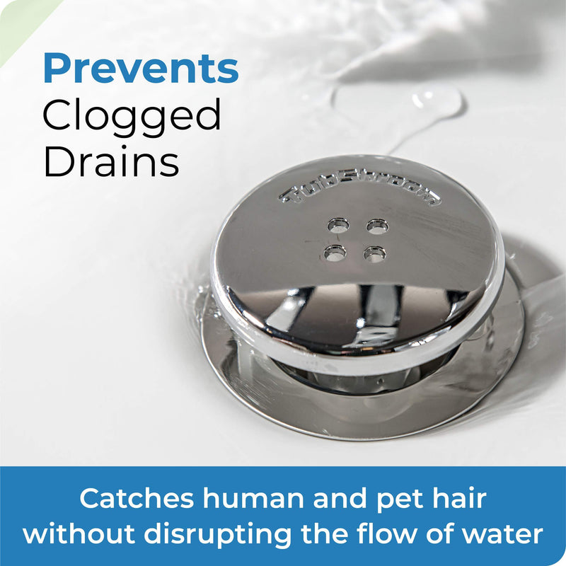 TubShroom Tub Drain Hair Catcher, Chrome â€“ Drain Protector and Hair Catcher for Bathroom Drains, Fits 1.5â€ â€“ 1.75â€ Bathtub and Shower Drains
