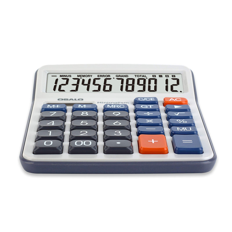 Calculator, Large LCD Display Button 12 Digits Desktop Handheld Calculator with Solar Power (OS-6M) OS-6M