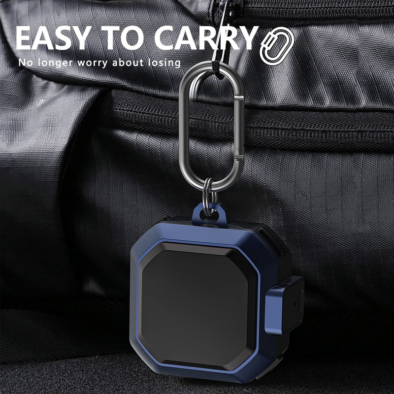 (with Security Lock) Armor Case Cover for Samsung Galaxy Buds Pro Case/ Galaxy Buds Live Case / Galaxy Buds 2 Case Cover Hard PC Shockproof Case Cover with Keychain/Straps/Cleaning Brush. (Blue) Blue