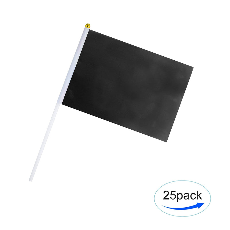 Consummate 25 Pack Solid Balck Flag Small Mini Plain Black DIY Flags On Stick,Party Decorations for Parades,Grand Opening,Kids Birthday,Party Events Celebratio