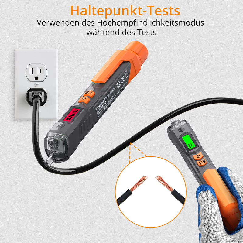 Neoteck Non-Contact Voltage Tester Digital 12-1000V/48-1000V Adjustable Sensitivity Contactless Phase Tester Current Tester with LCD Display, Buzzer, Wire Break Point Finder