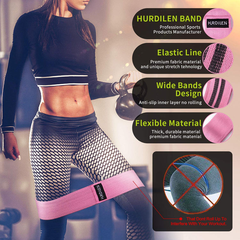 Hurdilen Resistance Bands Loop Exercise Bands ,Workout Bands Hip Bands Wide Resistance Bands Hip Resistance Band for Legs and Butt,Activate Glutes and Thigh Pink,Green,Purple