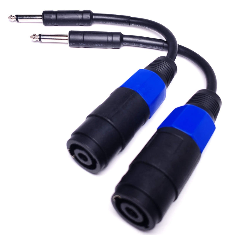 CESS-010 Speakon Female Connector To 1/4 TS Male Adapter Patch Speaker Cable 6 Inches - Female Speak-on Jack To 6.35mm TS Plug - 2 Pack