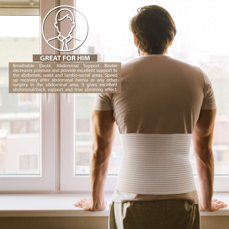 ORTONYX 10.25" Abdominal Binder for Men and Women / Postpartum Post-operative Post-surgery Wrap / Abdomen Navel Umbilical Hernia Support Belt / 524010 Beige S/M S/M (22"-35")
