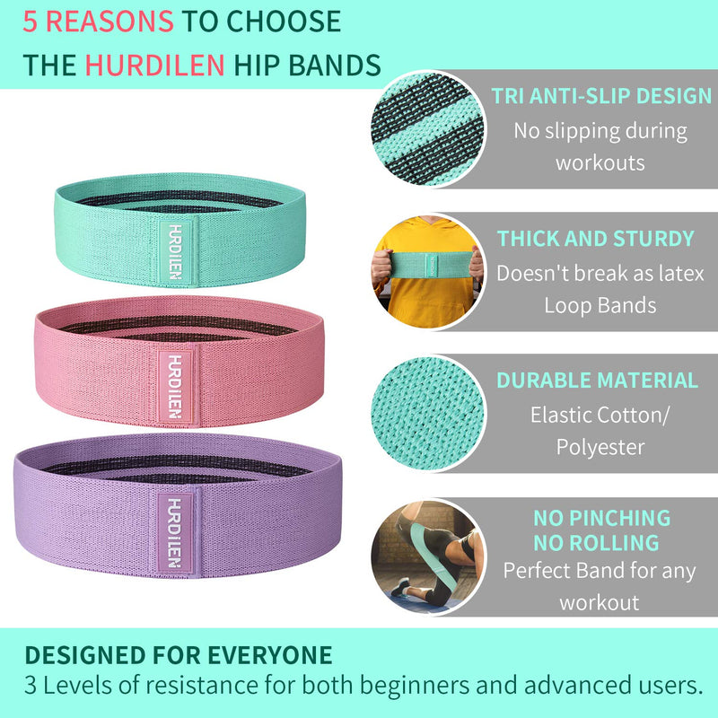 Hurdilen Resistance Bands Loop Exercise Bands ,Workout Bands Hip Bands Wide Resistance Bands Hip Resistance Band for Legs and Butt,Activate Glutes and Thigh Pink,Green,Purple