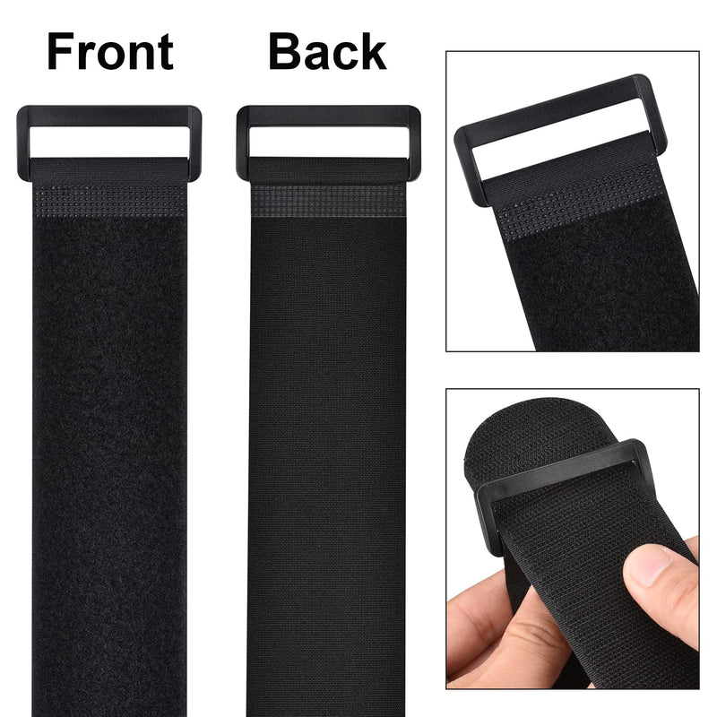 2 x 60 Inch Hook and Loop Cable Tie, 6 Pack Heavy Duty Adjustable Fastening Adhesive Cinch Strap with Plastic D-ring Buckle, Multi-Purpose Reusable Cord Organizer by Cacturism 2 x 60 Inches, 6 Pack