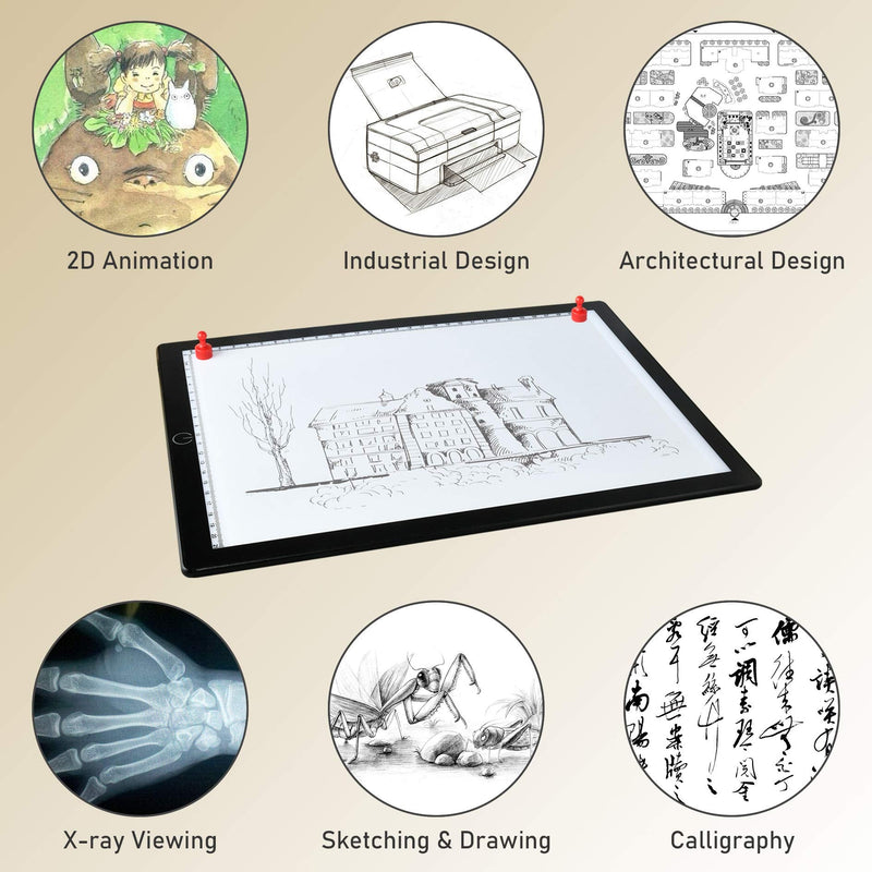 comzler Light Board, A4 Tracing Light Box, Magnetic Light Pad, Light Table for Tracing, LED Light Drawing Board, Sketch Pad LED Light Drawing Pad, Cricut Light Pad, Dimmable Brightness 01 - A4
