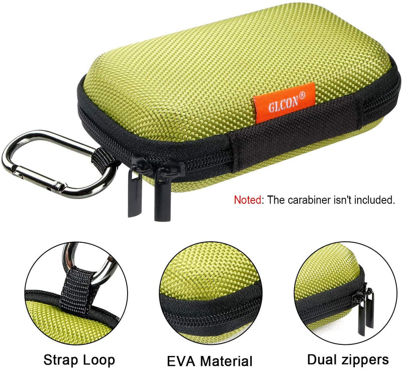 GLCON Rectangle Shaped Portable Protection Hard EVA Case,Mesh Inner Pocket,Zipper Enclosure Durable Exterior,Lightweight Universal Carrying Bag Wired/Bluetooth Headset Charger Change Purse (Green) Green